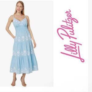 Lilly Pulitzer® Aviry Embroidered Midi Sundress Light Blue Embroidered Dress 2
